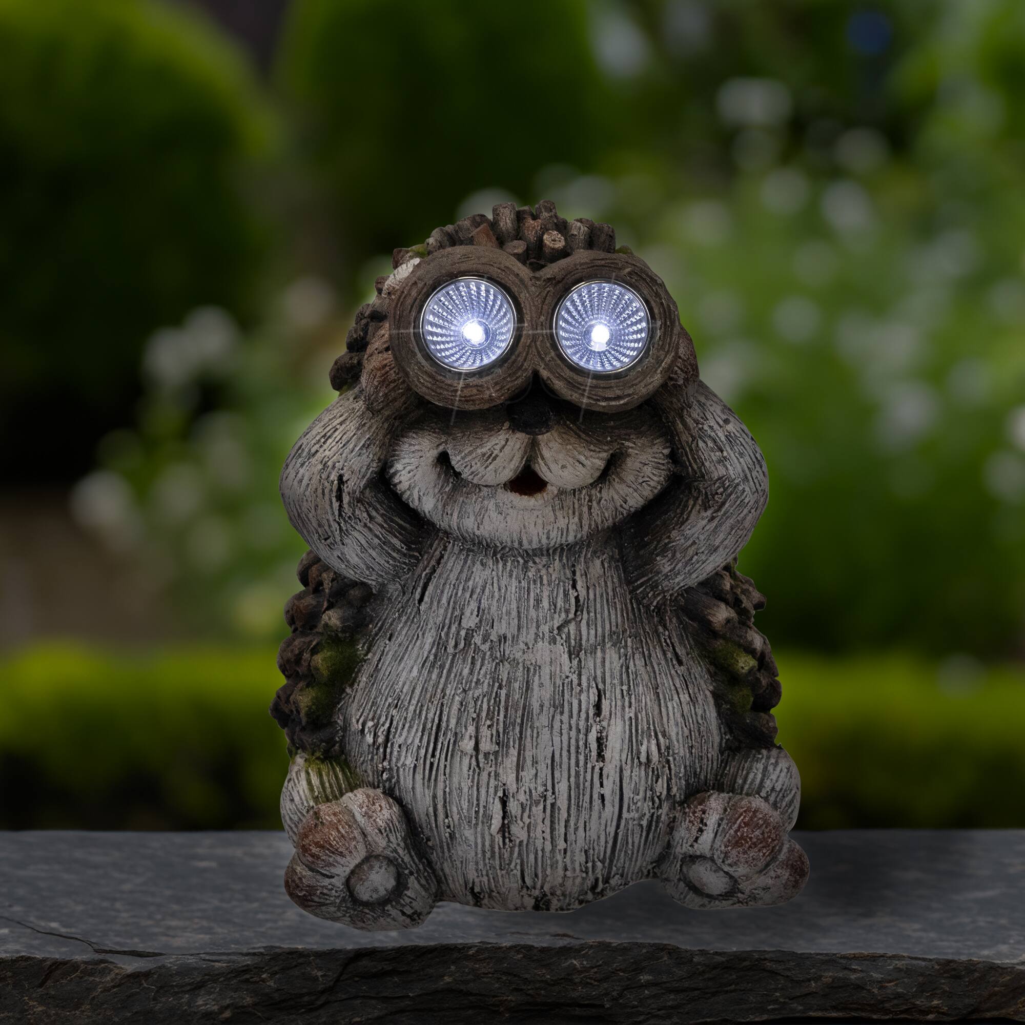 11.5" Hedgehog with Binoculars Outdoor Solar Lighted Garden Statue